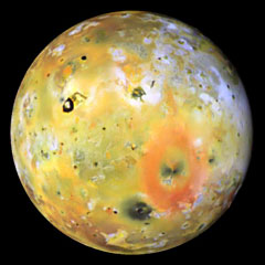 Galileo image of Io showing volcanic surface features