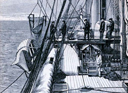 Image of dredging and sounding equipment on the HMS Challenger