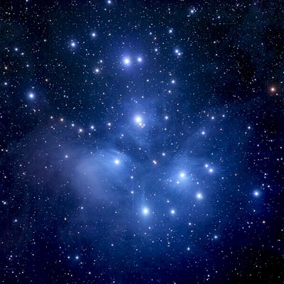 Image of M45, the Pleiades star cluster in Taurus