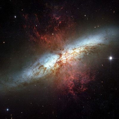 Hubble image of starburst galax M82, the Cigar Galaxy