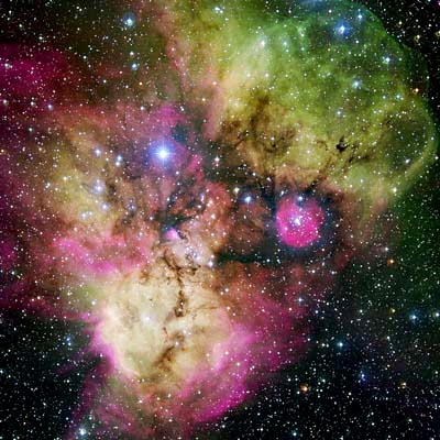 ESO image of NGC 2467, the Skull and Crossbones Nebula