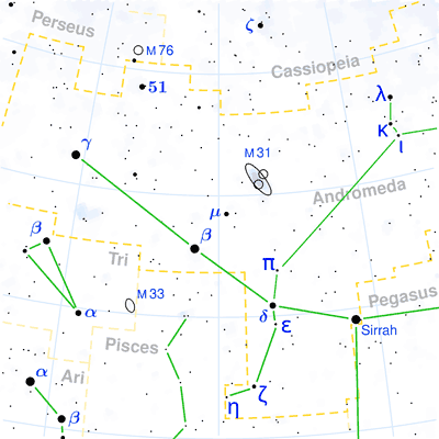 Andromeda constellation map