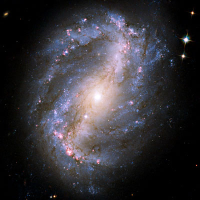 Hubble image of barred spiral galaxy NGC 6217