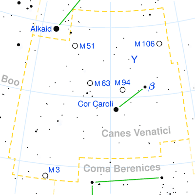 Canes Venatici constellation map