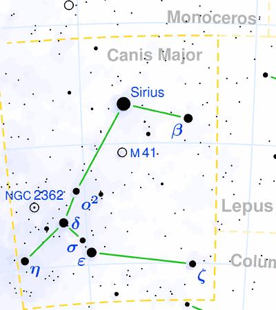 Canis Major constellation map