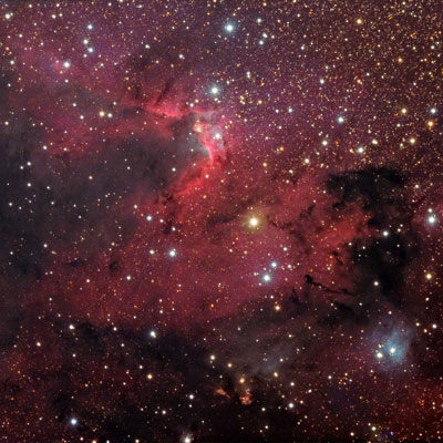 Amateur telescope image of the Cave Nebula