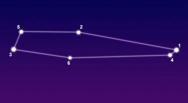The constellation Chamaeleon showing common points of interest