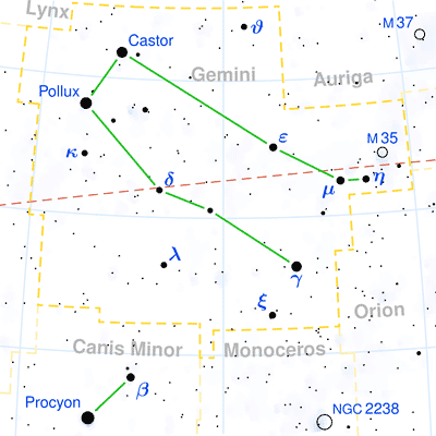 Gemini constellation map