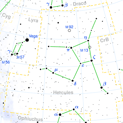 Hercules constellation map