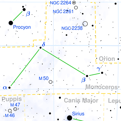 Monoceros constellation map