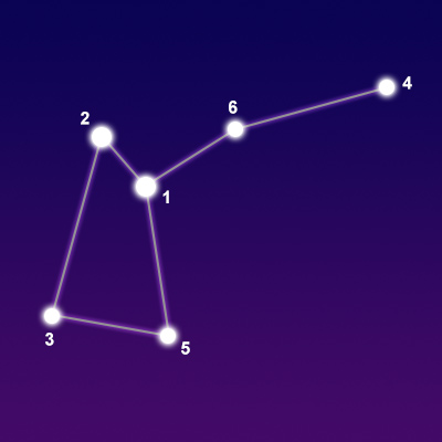 The constellation Musca showing common points of interest