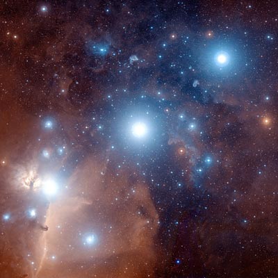 Hubble closeup image of the stars in Orion's belt