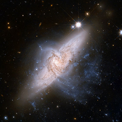Hubble image of overlapping galaxies NGC 3314