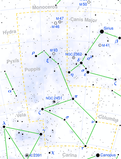 Puppis constellation map