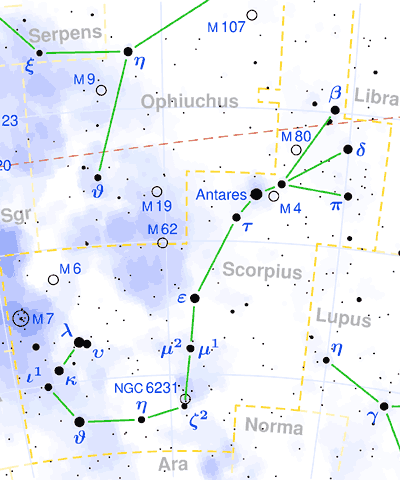 Scorpius constellation map