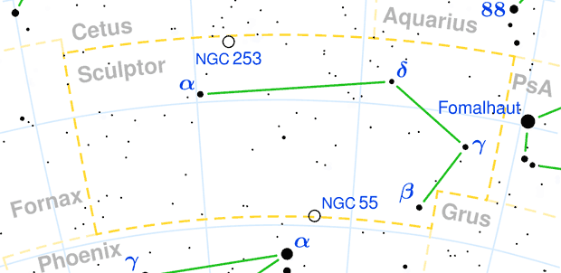 Sculptor constellation map