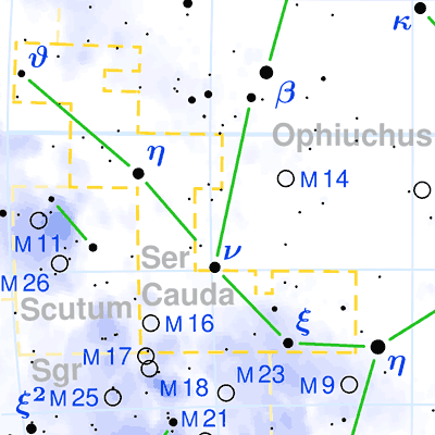 Serpens Cauda constellation map