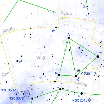 Vela constellation map