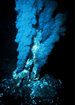 Hydrothermal vent on the ocean floor, also known as a black smoker