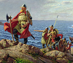 Portrait of Leif Erikson landing in North America