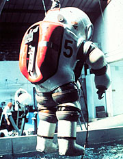 NOAA image of the JIM Suit being hoisted into the water