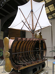 Image of a museum replica pf Robert Fulton's Nautilus submarine