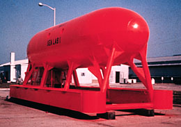 Image of the U.S. Navy Sealab 1 underwater habitat before deployment