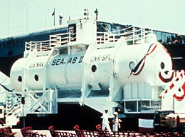 Image of the U.S. Navy Sealab 2 underwater habitat before deployment