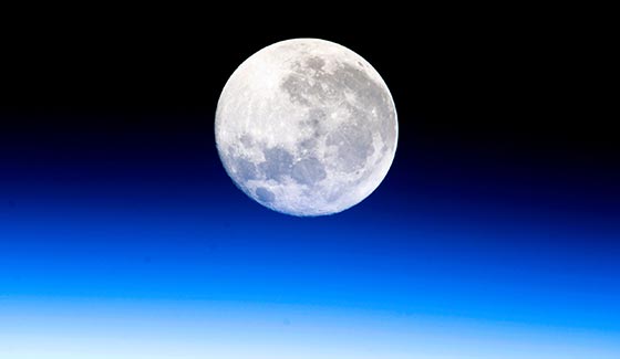 International Space Station Image of the Moon Beyond Earth's Atmosphere