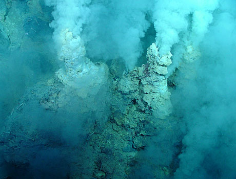 NOAA Image of hydrothermal vents on the ocean floor