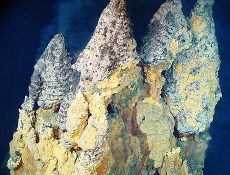 NOAA Image of active smoking chimneys the ocean floor
