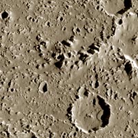 Galileo close-up image of Callisto showing craters and mountains