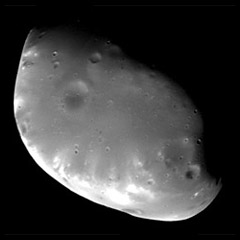 Viking spacecraft image of Deimos a showing cratered surface