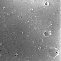 Viking spacecraft close-up image of deimos sowing craters