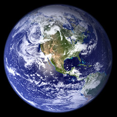 Computer rendering of the Earth from NASA's Bue Marble program