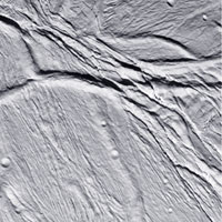 Cassini close-up of Enceladus showing large ridges 