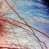 Galileo false-color image of Europa surface features