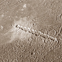 Galileo view of Enki Catena crater, possibly formed by a comet