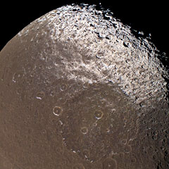 Cassini close-up view of the dark colored side of Iapetus