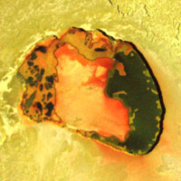 Galileo close-up image of the Tupan Caldera volcano