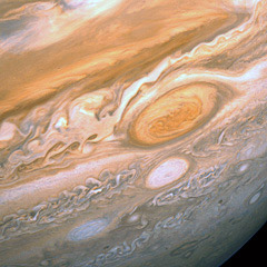 Voyager 2 close-up of Jupiter cloud features