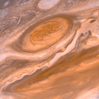 Voyager 2 closeup of Jupiter's famous red spot