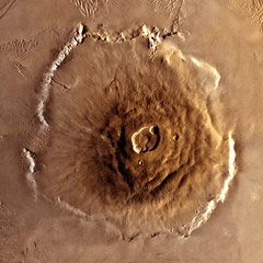 Viking orbiter close-up of Olympus Mons on Mars