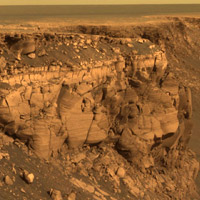 Opportunity rover image of Cape St. Vincent in Victoria Crater