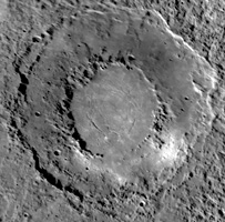 Messenger spacecraft image of a 180-mile diameter double-ring crater on Mercury