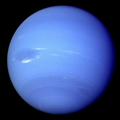 Voyager 2 photo of the blue planet Neptune