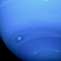 Voyager 2 closeup of Neptune showing cloud formations
