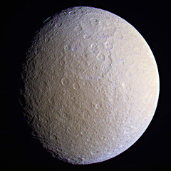 Cassini enhanced color image of Rhea 