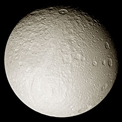 Cassini south pole image of Saturn's moon Tethys
