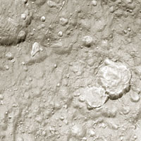 Cassini close-up of Tethys showing impact craters 